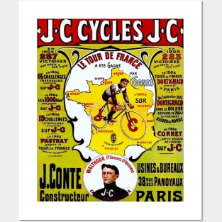 J C. Cycles : Vintage Competing Tour De France Bicycle Racing Print Posters and Art